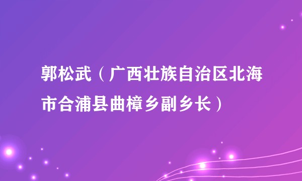 郭松武(广西壮族自治区北海市合浦县曲樟乡副乡长)