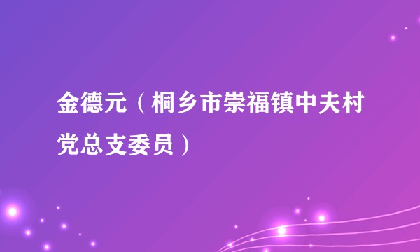 金德元（桐乡市崇福镇中夫村党总支委员）