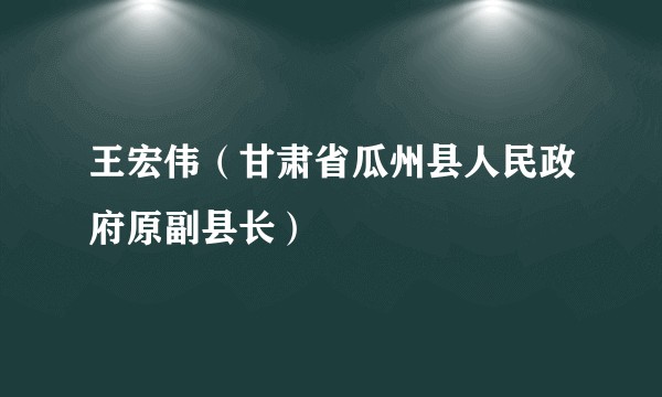 王宏伟(甘肃省瓜州县人民政府原副县长)