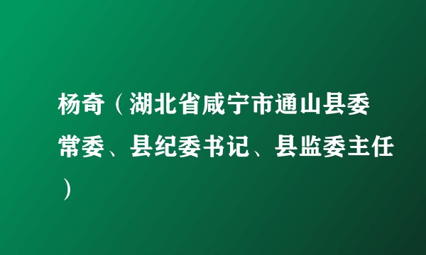 杨奇(湖北省咸宁市通山县委常委、县纪委书记、县监委主任)