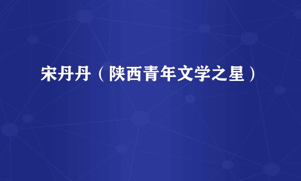 宋丹丹(陕西青年文学之星)