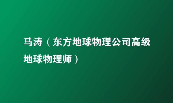 马涛（东方地球物理公司高级地球物理师）