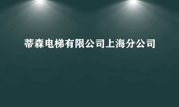 蒂森电梯有限公司上海分公司