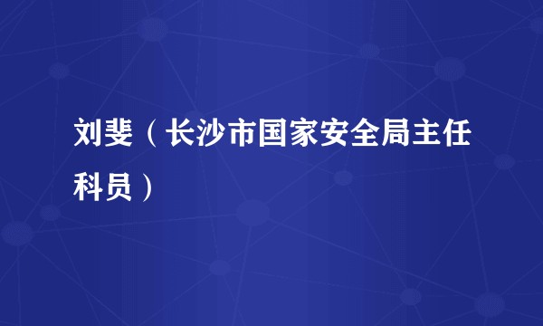刘斐（长沙市国家安全局主任科员）