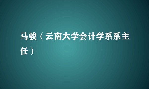 马骏（云南大学会计学系系主任）