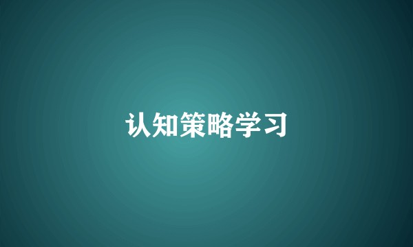 认知策略学习