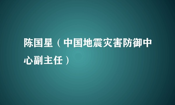 陈国星（中国地震灾害防御中心副主任）
