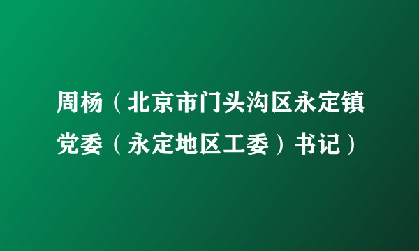 周杨（北京市门头沟区永定镇党委（永定地区工委）书记）