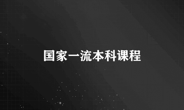 国家一流本科课程