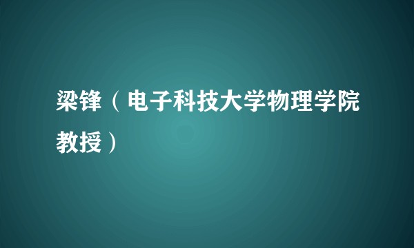 梁锋（电子科技大学物理学院教授）