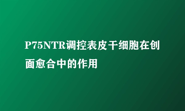 P75NTR调控表皮干细胞在创面愈合中的作用
