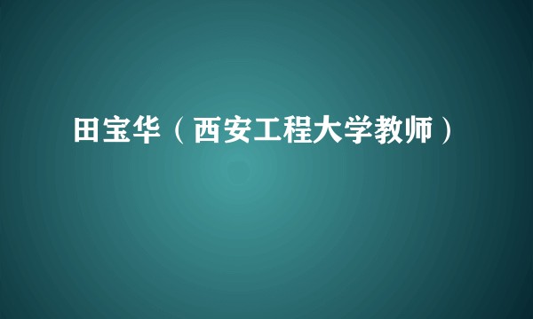 田宝华（西安工程大学教师）