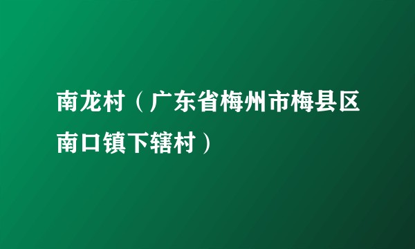 南龙村（广东省梅州市梅县区南口镇下辖村）