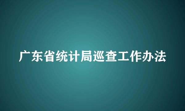 广东省统计局巡查工作办法