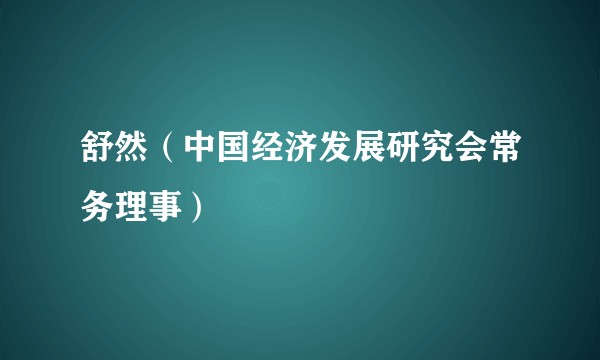 舒然（中国经济发展研究会常务理事）