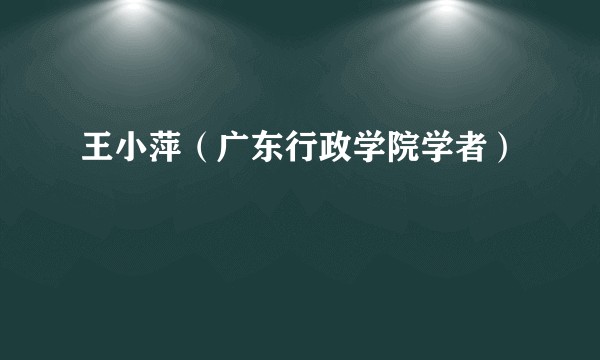 王小萍(广东行政学院学者)