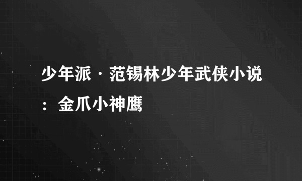 少年派·范锡林少年武侠小说:金爪小神鹰