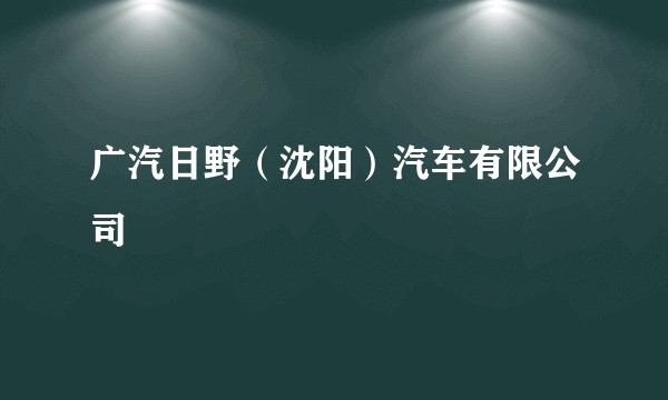 广汽日野（沈阳）汽车有限公司