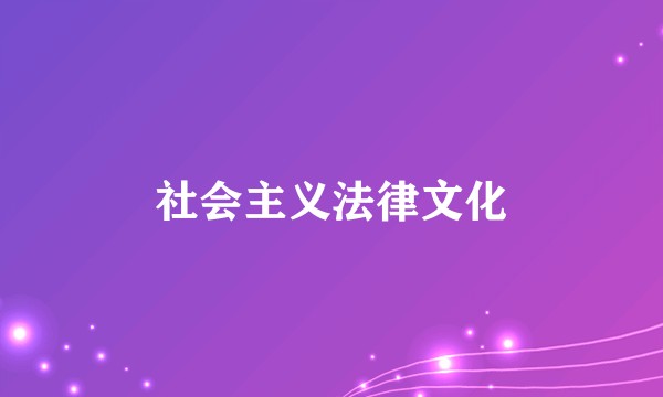 社会主义法律文化