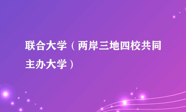 联合大学（两岸三地四校共同主办大学）