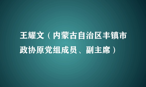 王耀文(内蒙古自治区丰镇市政协原党组成员、副主席)
