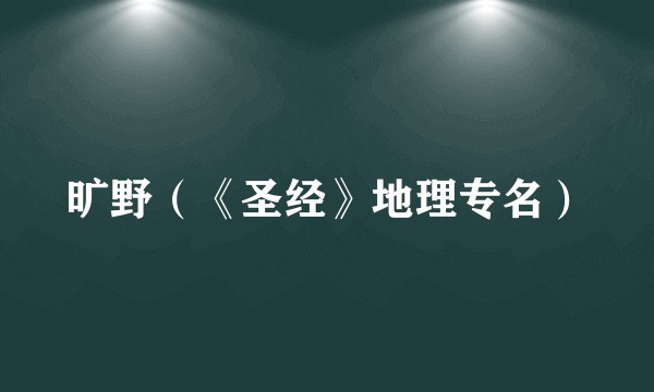 旷野（《圣经》地理专名）