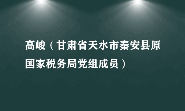 高峻（甘肃省天水市秦安县原国家税务局党组成员）