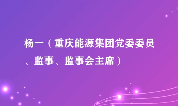 杨一(重庆能源集团党委委员、监事、监事会主席)