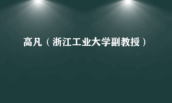 高凡（浙江工业大学副教授）