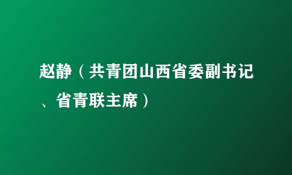 赵静(共青团山西省委副书记、省青联主席)