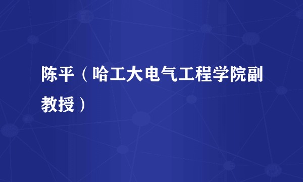 陈平(哈工大电气工程学院副教授)