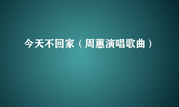 今天不回家（周蕙演唱歌曲）