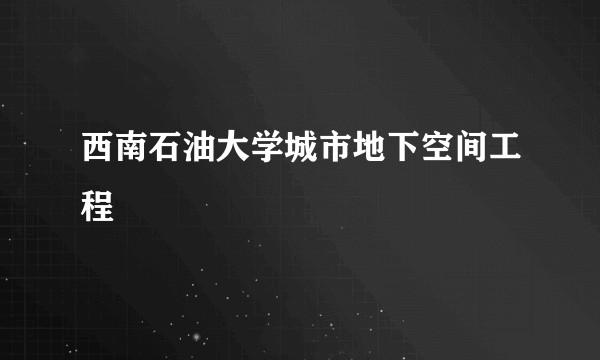 西南石油大学城市地下空间工程
