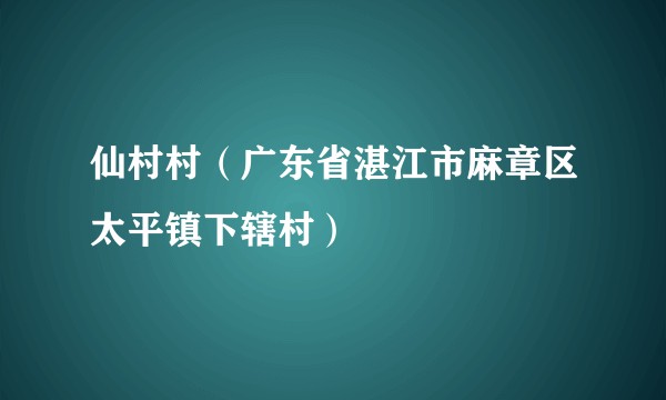 仙村村(广东省湛江市麻章区太平镇下辖村)
