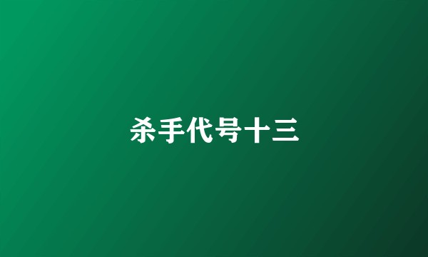 杀手代号十三