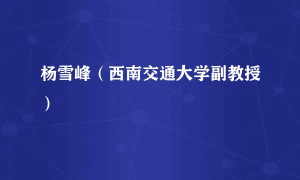 杨雪峰(西南交通大学副教授)