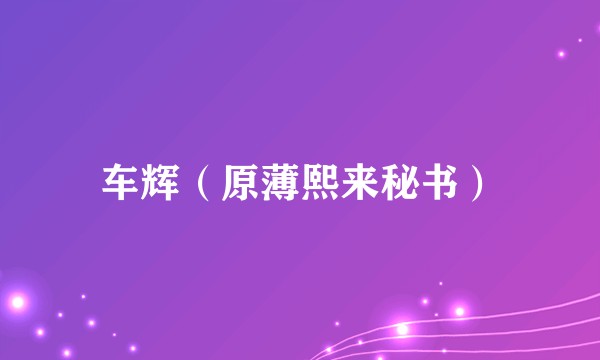 车辉(原薄熙来秘书)
