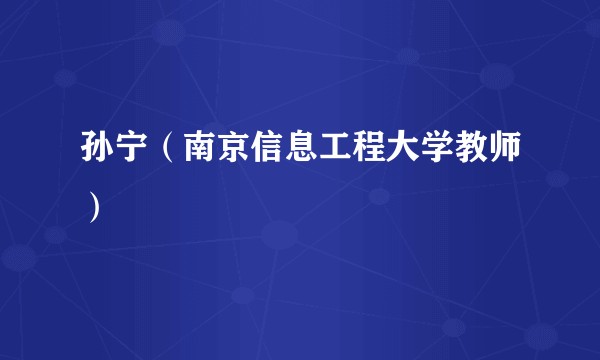 孙宁(南京信息工程大学教师)