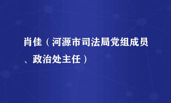 肖佳（河源市司法局党组成员、政治处主任）