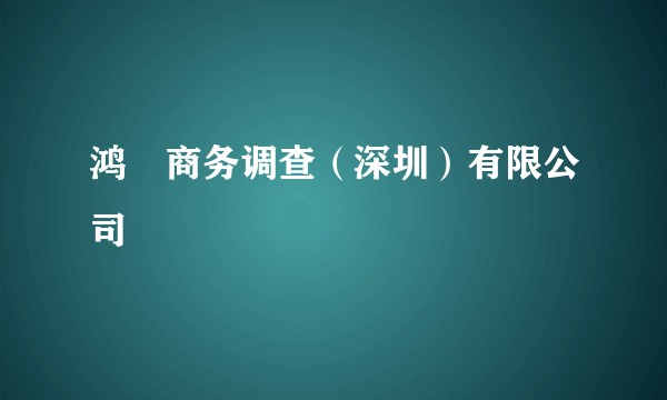 鸿昇商务调查(深圳)有限公司