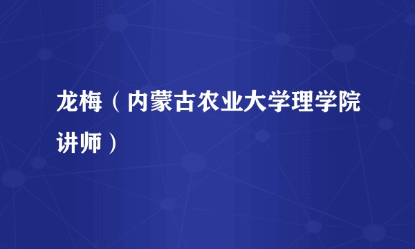 龙梅（内蒙古农业大学理学院讲师）