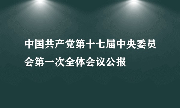 中国共产党第十七届中央委员会第一次全体会议公报