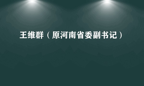 王维群（原河南省委副书记）