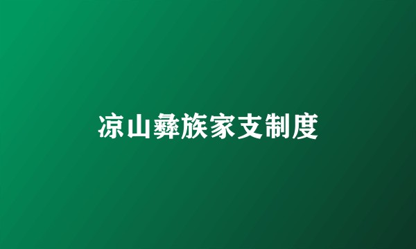 凉山彝族家支制度