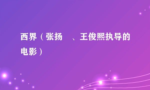 西界(张扬邤、王俊熙执导的电影)