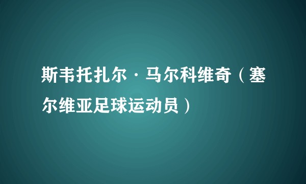 斯韦托扎尔·马尔科维奇（塞尔维亚足球运动员）