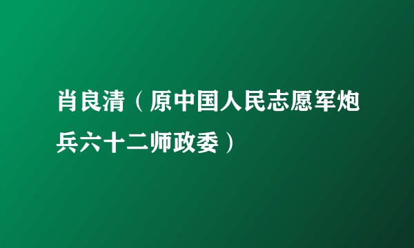 肖良清（原中国人民志愿军炮兵六十二师政委）