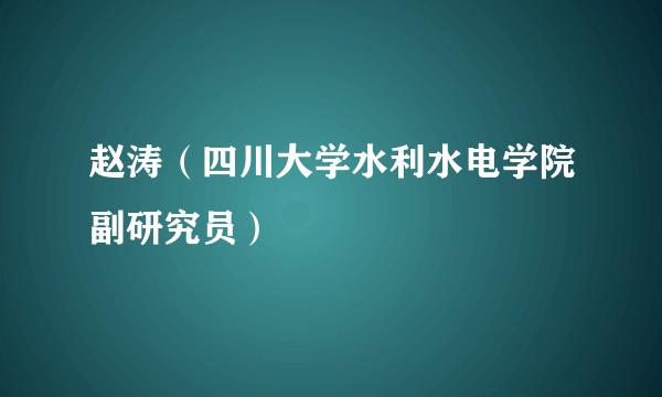 赵涛(四川大学水利水电学院副研究员)