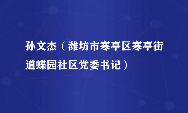 孙文杰（潍坊市寒亭区寒亭街道蝶园社区党委书记）