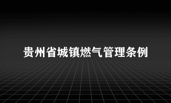 贵州省城镇燃气管理条例